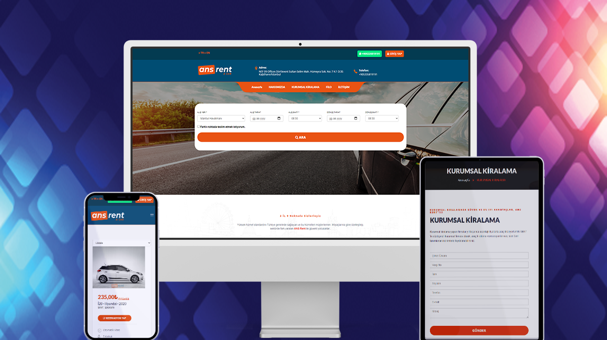 Ans Rent A Car Web Sitesi Tasarımı ve Yazılımı