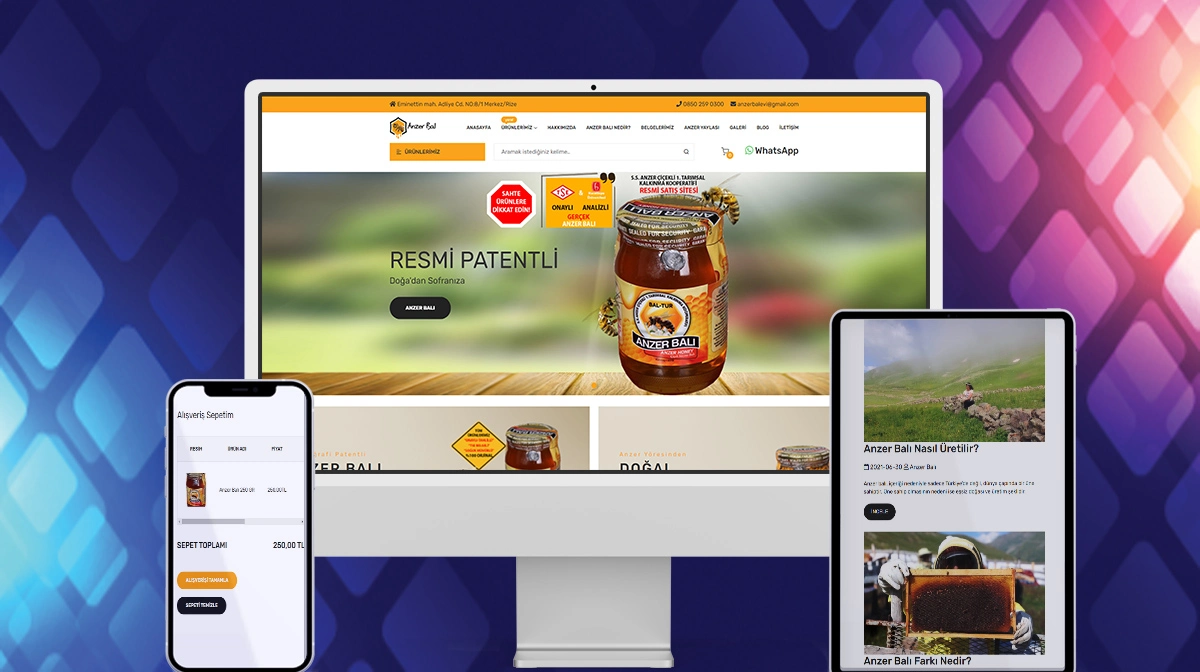 Resmi Coğrafi ANZER BALI Satış E-Ticaret Sitesi Tasarımı ve Yazılımı