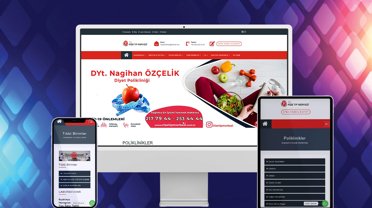 Rize Tıp Merkezi Hastanesi Web Sitesi Tasarımı ve Yazılımı