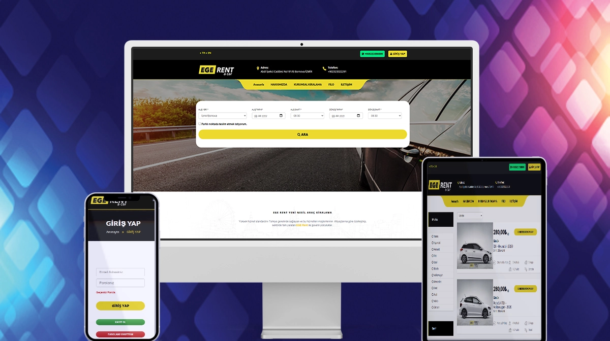 Ege Rent a Car ve Filo Kiralama Web Sitesi Tasarımı ve Yazılımı