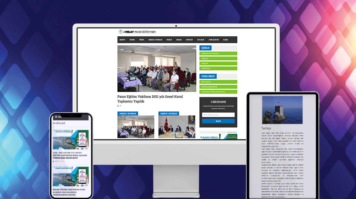 Pazar Kaymakamlığı Eğitim Vakfı Web Sitesi Tasarımı ve Yazılımı