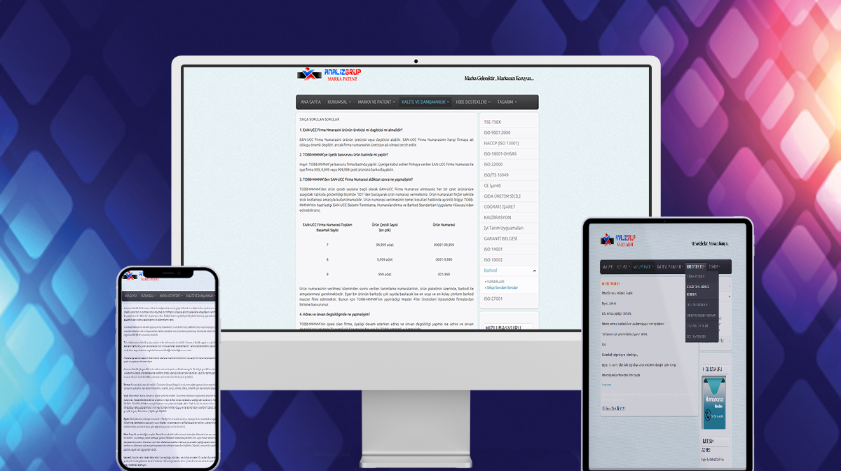 Analiz Grup Marka Patent Ofisi Web Sitesi Tasarımı ve Yazılımı